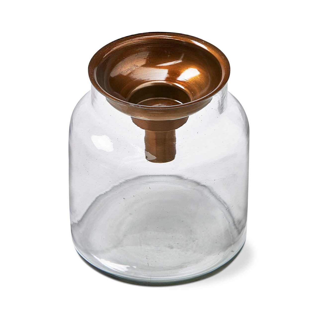 Mercantile Clear Glass Jar Tealight Taper Candle Holder Wide 5.0L x 5.0W x 5.5H